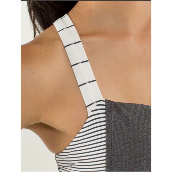 Lululemon Rest Less Heathered Soot Light Tank Top Size 6 Hyper Stripe Relaxed - Picture 4 of 12